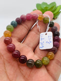 Tourmaline Bracelet 8 mm Size - Code# T1 - AAA Quality  Natural Multi Tourmaline - Length 7.5" - Watermelon  Tourmaline Beaded Bracelet