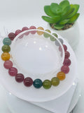 Tourmaline Bracelet 8 mm Size - Code# T3 - AAA Quality  Natural Multi Tourmaline - Length 7.5" - Watermelon  Tourmaline Beaded Bracelet