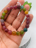 Tourmaline Bracelet 8 mm Size - Code# T3 - AAA Quality  Natural Multi Tourmaline - Length 7.5" - Watermelon  Tourmaline Beaded Bracelet