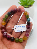 Tourmaline Bracelet 8 mm Size - Code# T4 - AAA Quality  Natural Multi Tourmaline - Length 7.5" - Watermelon  Tourmaline Beaded Bracelet