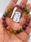 Tourmaline Bracelet 8 mm Size - Code# T5 - AAA Quality  Natural Multi Tourmaline - Length 7.5" - Watermelon  Tourmaline Beaded Bracelet