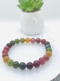 Tourmaline Bracelet 8 mm Size - Code# T7 - AAA Quality  Natural Multi Tourmaline - Length 7.5" - Watermelon  Tourmaline Beaded Bracelet