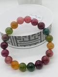 Tourmaline Bracelet 10 mm Size - Code# T14 - AAA Quality  Natural Multi Tourmaline - Length 7.5" - Watermelon  Tourmaline Beaded Bracelet