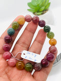 Tourmaline Bracelet 10 mm Size - Code# T14 - AAA Quality  Natural Multi Tourmaline - Length 7.5" - Watermelon  Tourmaline Beaded Bracelet