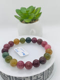 Tourmaline Bracelet 10 mm Size - Code# T15 - AAA Quality  Natural Multi Tourmaline - Length 7.5" - Watermelon  Tourmaline Beaded Bracelet