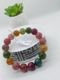 Tourmaline Bracelet 12 mm Size - Code# T21 - AAA Quality  Natural Multi Tourmaline - Length 7.5" - Watermelon  Tourmaline Beaded Bracelet