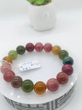 Tourmaline Bracelet 12 mm Size - Code# T21 - AAA Quality  Natural Multi Tourmaline - Length 7.5" - Watermelon  Tourmaline Beaded Bracelet