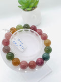 Tourmaline Bracelet 12 mm Size - Code# T21 - AAA Quality  Natural Multi Tourmaline - Length 7.5" - Watermelon  Tourmaline Beaded Bracelet