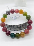 Tourmaline Bracelet 12 mm Size - Code# T24 - AAA Quality  Natural Multi Tourmaline - Length 7.5" - Watermelon  Tourmaline Beaded Bracelet