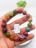 Tourmaline Bracelet 12 mm Size - Code# T26 - AAA Quality  Natural Multi Tourmaline - Length 7.5" - Watermelon  Tourmaline Beaded Bracelet