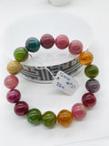 Tourmaline Bracelet 12 mm Size - Code# T27 - AAA Quality  Natural Multi Tourmaline - Length 7.5" - Watermelon  Tourmaline Beaded Bracelet