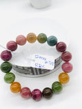 Tourmaline Bracelet 12 mm Size - Code# T28 - AAA Quality  Natural Multi Tourmaline - Length 7.5" - Watermelon  Tourmaline Beaded Bracelet