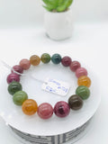 Tourmaline Bracelet 12 mm Size - Code# T28 - AAA Quality  Natural Multi Tourmaline - Length 7.5" - Watermelon  Tourmaline Beaded Bracelet