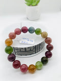 Tourmaline Bracelet 12 mm Size - Code# T26 - AAA Quality  Natural Multi Tourmaline - Length 7.5" - Watermelon  Tourmaline Beaded Bracelet