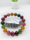 Tourmaline Bracelet 12 mm Size - Code# T28 - AAA Quality  Natural Multi Tourmaline - Length 7.5" - Watermelon  Tourmaline Beaded Bracelet