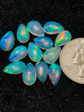 Ethiopian Opal Pear Cabochon 7x11 mm Size - Code # D7 - Pack of 2 Pieces  AAA+ Quality - Opal Cabochon - Ethiopian Opal Cabochon