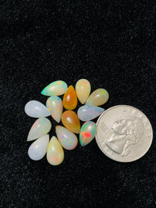 Ethiopian Opal Pear Cabochon 7x12 mm Size - Code # D11 - Pack of 2 Pieces AA Quality - Opal Cabochon - Ethiopian Opal Cabochon