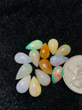 Ethiopian Opal Pear Cabochon 7x12 mm Size - Code # D11 - Pack of 2 Pieces AA Quality - Opal Cabochon - Ethiopian Opal Cabochon