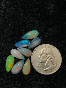 Ethiopian Opal Pear Cabochon 6x13 mm Size - Code # D5 - Pack of 8 Pieces AAA Quality - Opal Cabochon - Ethiopian Opal Cabochon