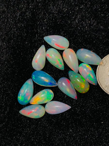 Ethiopian Opal Pear Cabochon 7x14-15 mm Size - Code # D12 - Pack of 1 Piece AAA+ Quality - Opal Cabochon - Ethiopian Opal Cabochon