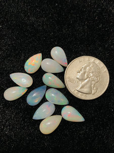 Ethiopian Opal Pear Cabochon 7x13 mm Size - Code # D17 - Pack of 2 Piece AA Quality - Opal Cabochon - Ethiopian Opal Cabochon