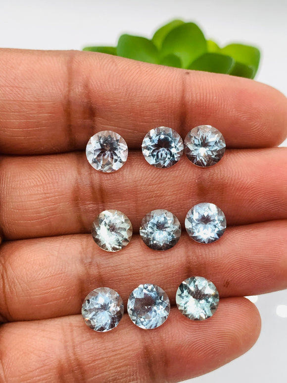 Aquamarine Round Faceted 8 mm Size  - Pack of 1 Piece - AAAA Quality -  Dark Blue Color-  Natural Aquamarine Stone