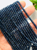 Blue Sapphire Faceted Roundel 2 MM Size - Length 5.5 Inch - Code# 2 - AAA Quality - Burma sapphire Natural Blue sapphire - Dark Blue Color