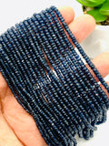 Blue Sapphire Faceted Roundel 2 MM Size - Length 5.5 Inch - Code# 2 - AAA Quality - Burma sapphire Natural Blue sapphire - Dark Blue Color