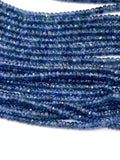 Blue Sapphire Faceted Roundel  3 MM Size - Length 6 Inch - Code# 3 - AAA Quality - Burma sapphire Natural Blue sapphire - Blue Color