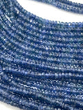 Blue Sapphire Faceted Roundel  3 MM Size - Length 6 Inch - Code# 3 - AAA Quality - Burma sapphire Natural Blue sapphire - Blue Color