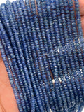 Blue Sapphire Faceted Roundel  3 MM Size - Length 6 Inch - Code# 3 - AAA Quality - Burma sapphire Natural Blue sapphire - Blue Color