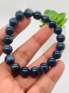 Blue Sapphire Bracelet 10 mm Size • Code # S6 • AAAA Quality • 7.5'' length • Natural Sapphire Beads • Sapphire Round Bracelet