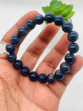 Blue Sapphire Bracelet 10 mm Size • Code # S9 • AAAA Quality • 7.5'' length • Natural Sapphire Beads • Sapphire Round Bracelet