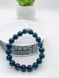 Blue Sapphire Bracelet 10 mm Size • Code # S3 • AAAA Quality • 7.5'' length • Natural Sapphire Beads • Sapphire Round Bracelet