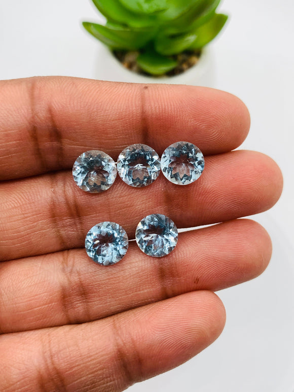 Aquamarine Round Faceted 9 mm Size  - Pack of 1 Piece - AAAA Quality - Dark Blue Color-  Natural Aquamarine Stone