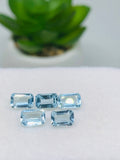 Sky Blue Topaz 4X6MM faceted Rectangle Cabs ,natural gemstone cabochon , Pack of 5 pc , AAA grade gemstone