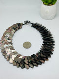 Black Mother Of Pearl Necklace • 14X16 mm Size •   AAA Quality • Length 20.7 Inch • Natural Black MOP necklace