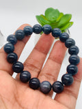 Blue Sapphire Bracelet 10 mm Size • Code # S4 • AAAA Quality • 7.5'' length • Natural Sapphire Beads • Sapphire Round Bracelet