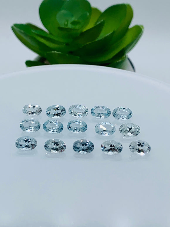 Aquamarine Oval faceted 5x7 mm Size  - Pack of 4 Piece - AAA Quality -  Medium Blue Color -  Natural Aquamarine Stone