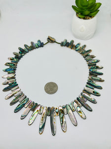 Abalone Shell  Necklace - 15X5.5- 40X8mm Size  - AAA Quality- Length 18'' - Natural Abalone Shell Pearl - Shell Pearl Necklace