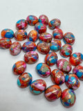 10X12MM Turquoise Pink Oyster Pyrite Cabochon • Pack of 4 Piece • AAA Quality • oval Cabs