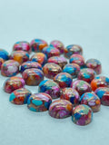 8X10MM Turquoise Pink Oyster Pyrite Cabochon • Pack of 5 Piece • AAA Quality • oval Cabs