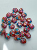 10X12MM Turquoise Pink Oyster Pyrite Cabochon • Pack of 4 Piece • AAA Quality • oval Cabs