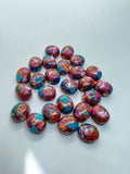 10X12MM Turquoise Pink Oyster Pyrite Cabochon • Pack of 4 Piece • AAA Quality • oval Cabs