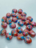 10X12MM Turquoise Pink Oyster Pyrite Cabochon • Pack of 4 Piece • AAA Quality • oval Cabs