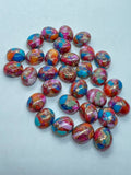 8X10MM Turquoise Pink Oyster Pyrite Cabochon • Pack of 5 Piece • AAA Quality • oval Cabs