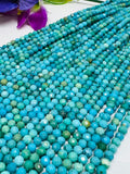 Turquoise 4MM Faceted Round shape, genuine Turquoise beads, Length 16" , Natural Turquoise