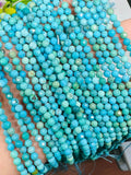 Turquoise 4MM Faceted Round shape, genuine Turquoise beads, Length 16" , Natural Turquoise