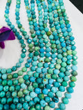 Turquoise 6MM Faceted Round shape, genuine Turquoise beads, Length 16" , Natural Turquoise