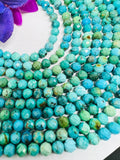 Turquoise 6MM Faceted Round shape, genuine Turquoise beads, Length 16" , Natural Turquoise